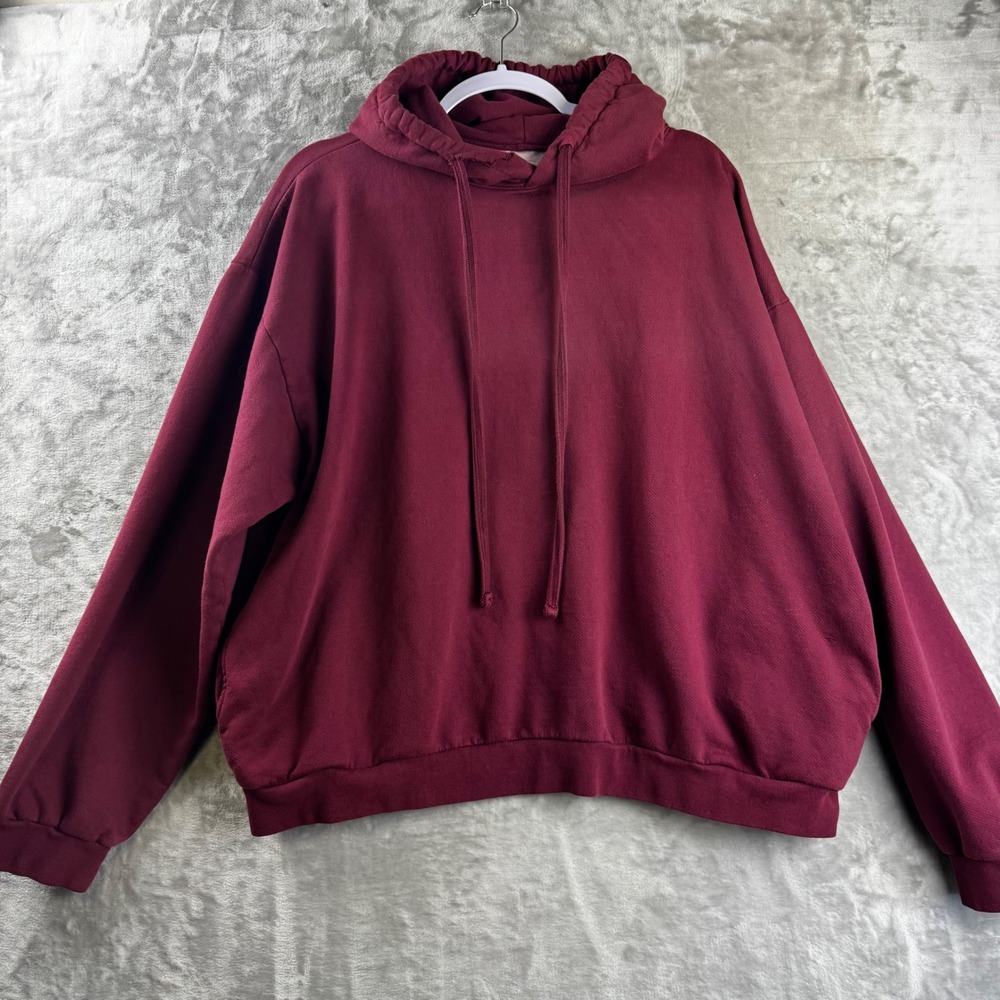 Billie Eilish Hoodie Women L Burgundy Organic Cotton Oversized Boxy (1902)